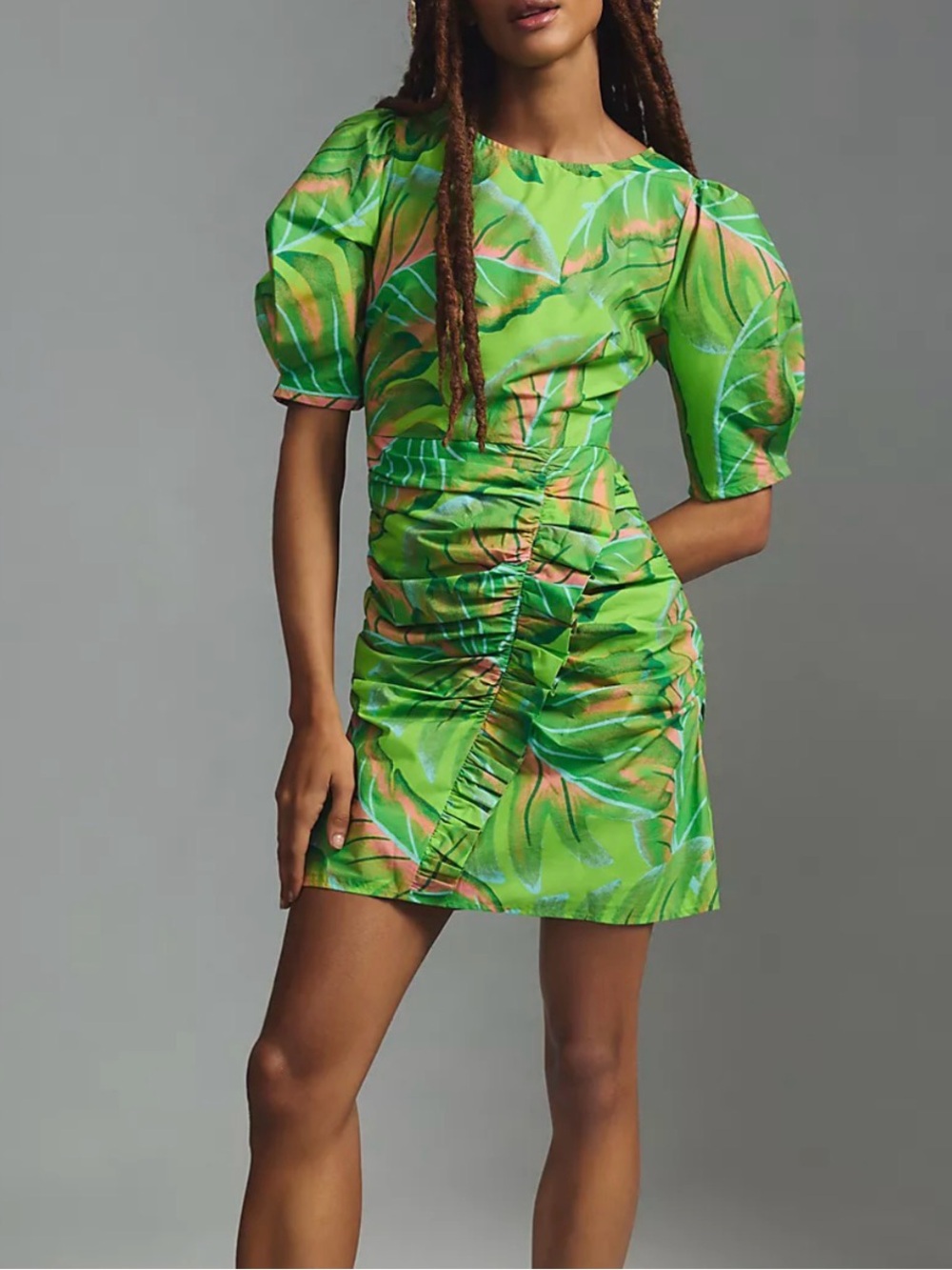 Anthropologie Farm Rio Puff-Sleeve Mini Dress